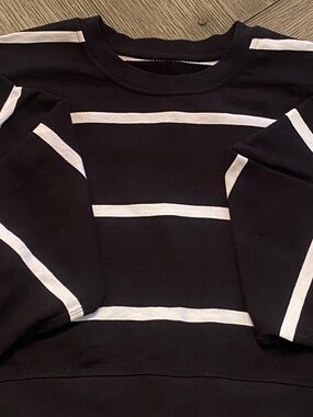 lululemon athletica Black and White Striped Cropped Crew